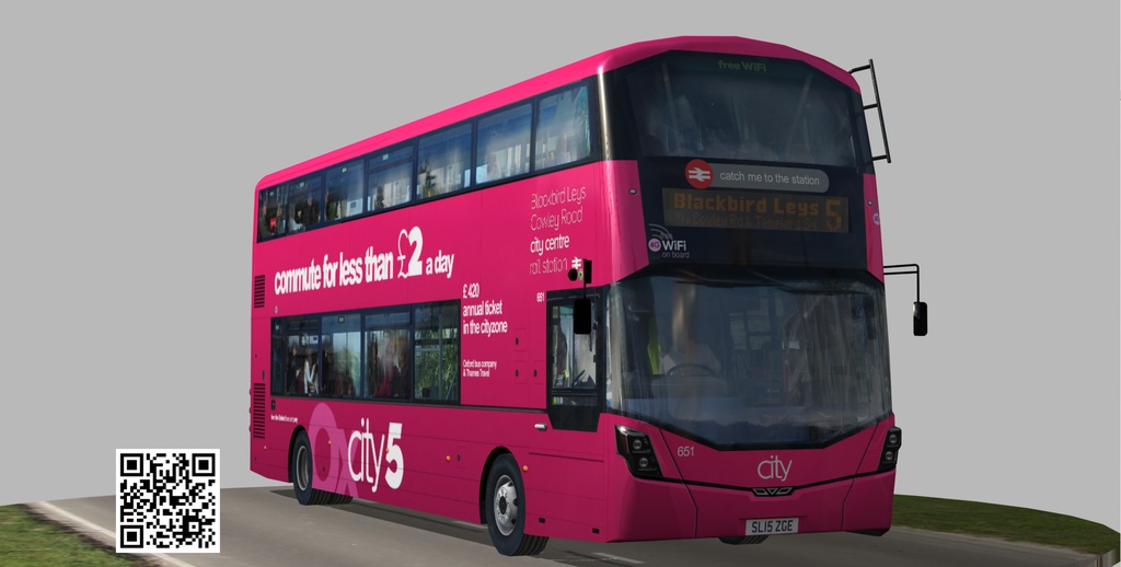 Wrightbus Streetdeck Oxford sity pink livery bus Low-poly 3D model