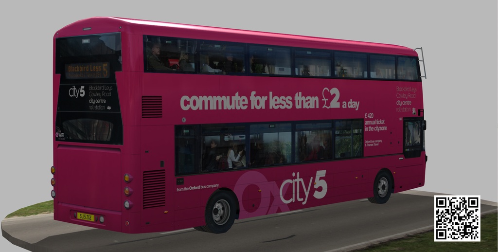 Wrightbus Streetdeck Oxford sity pink livery bus Low-poly 3D model