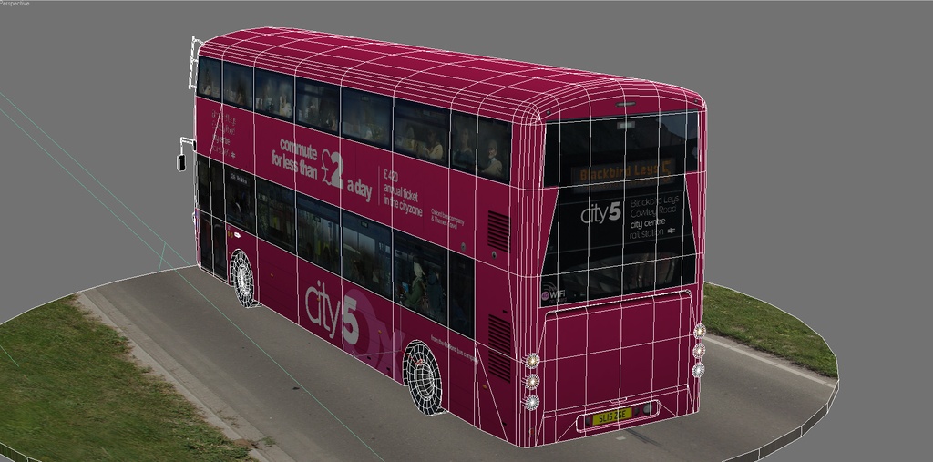 Wrightbus Streetdeck Oxford sity pink livery bus Low-poly 3D model