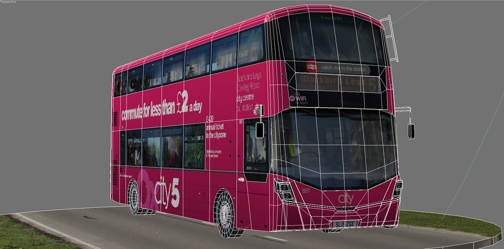 Wrightbus Streetdeck Oxford sity pink livery bus Low-poly 3D model