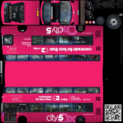 Wrightbus Streetdeck Oxford sity pink livery bus Low-poly 3D model