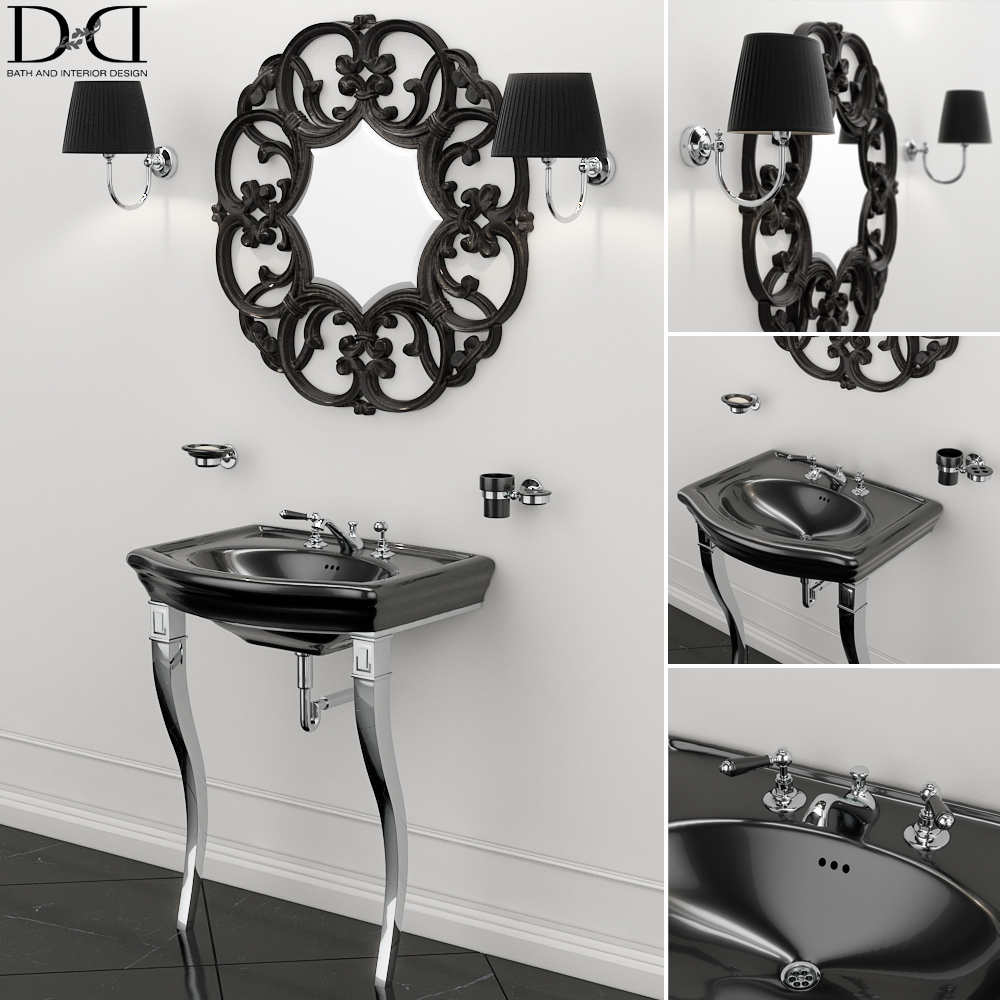 sink NEW ETOILE (MARLENE CONSOLE) and mirror Black AMELIE Devon Devon