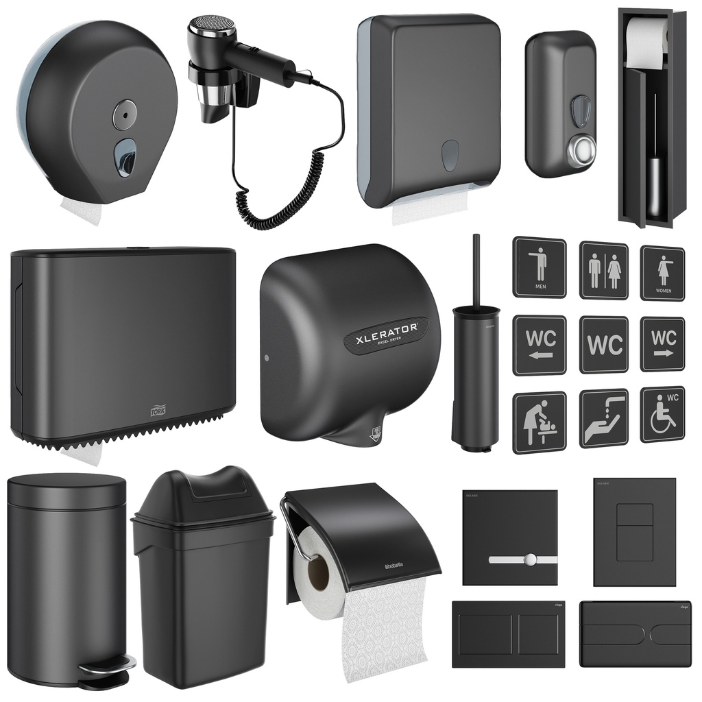 Public toilet accessories black set 152