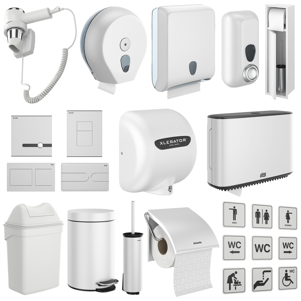 Public toilet accessories white set 153