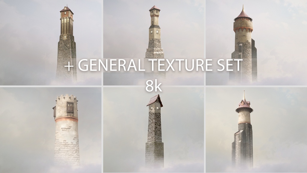 Medieval DRAGON Towers with general texture set 8k