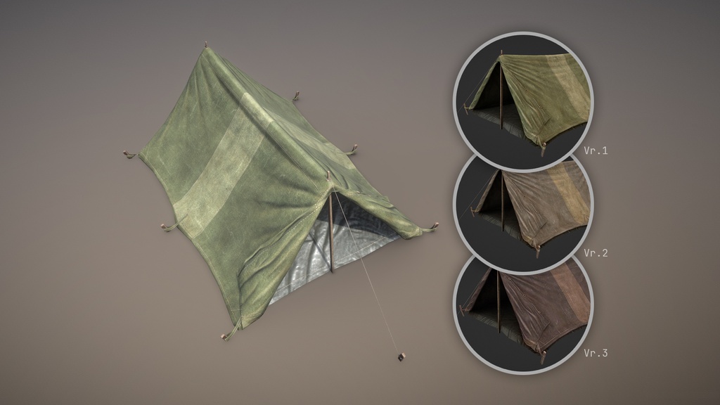 Military Tent WWII TwoSleeping open
