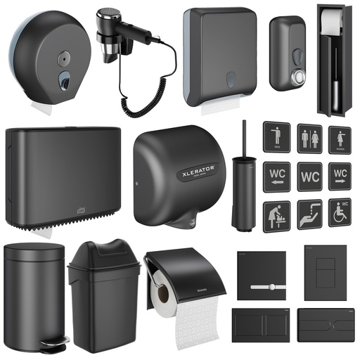 Public toilet accessories black set 152