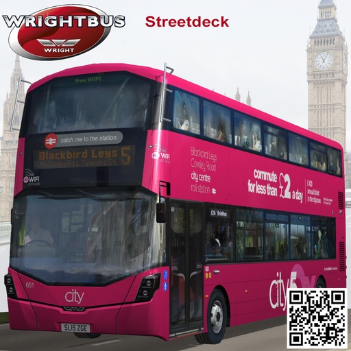 Wrightbus Streetdeck Oxford sity pink livery bus Low-poly 3D model