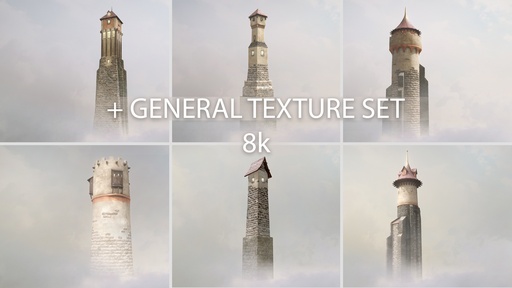 Medieval DRAGON Towers with general texture set 8k